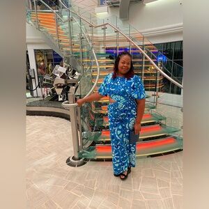 Beautiful floral blue jumpsuit.